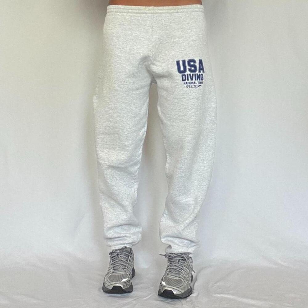 VTG 90s Heather Gray USA Diving Team Speedo Sweatpants Jogger Olympics Oneita M